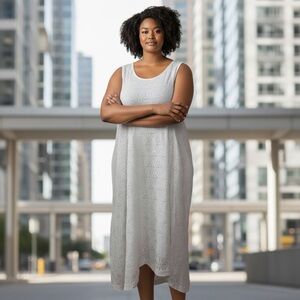 NWOT Jessica London White Lace Overlay High-Low Hem Maxi Dress in White Sz 24W